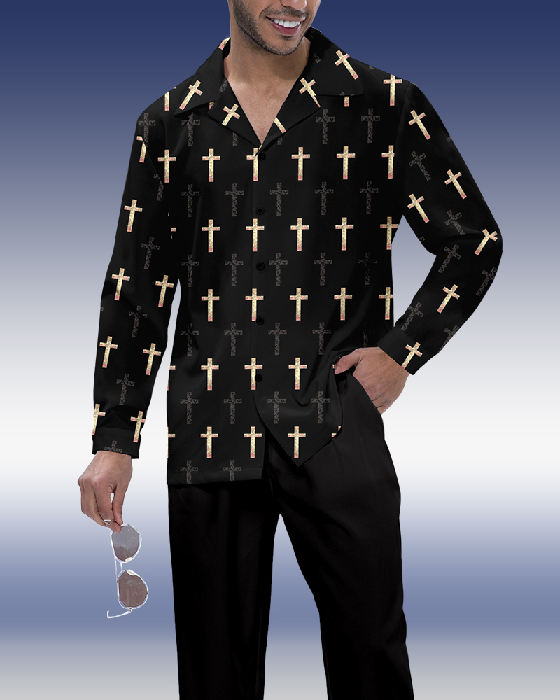 Camisa Gradient estampado de manga larga Walking Suit 638 para hombre