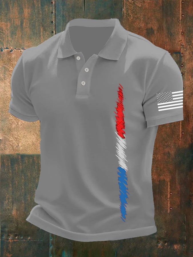 Camisa polo Red White And Blue estampado para hombre
