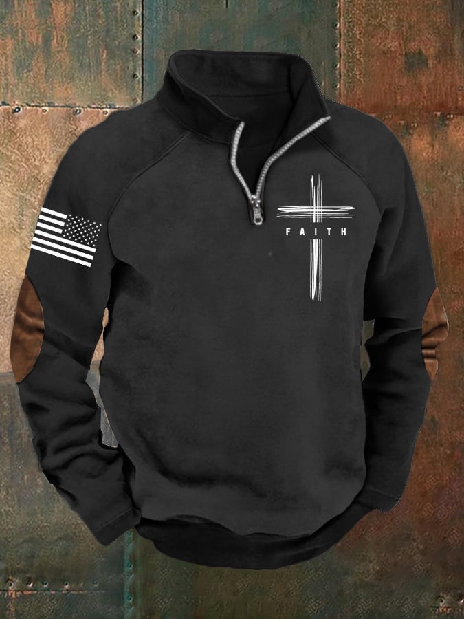 Sudadera Flag Faith Raglan Stand cuello para hombre