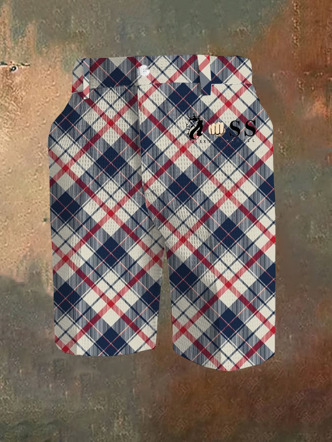 Pantalón casual a cuadros Waffle para hombre