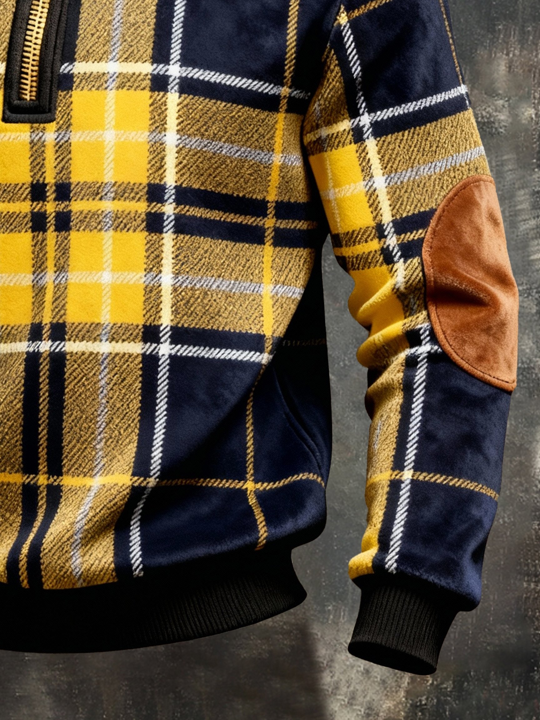 Sudadera retro en bloques de color estampado Color-Blocked con cierre para hombre