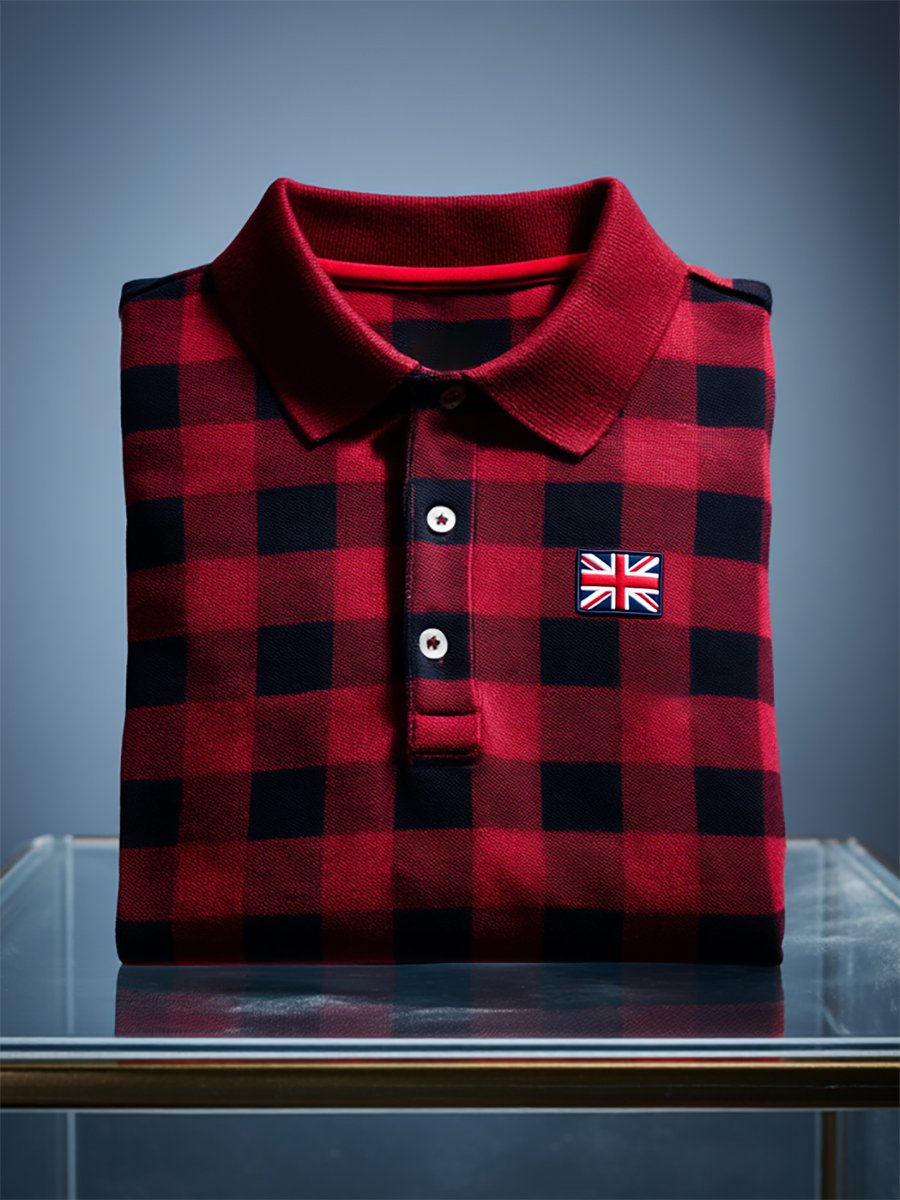 Camisa polo ejecutivo casual Union Jack Button de manga corta para hombre
