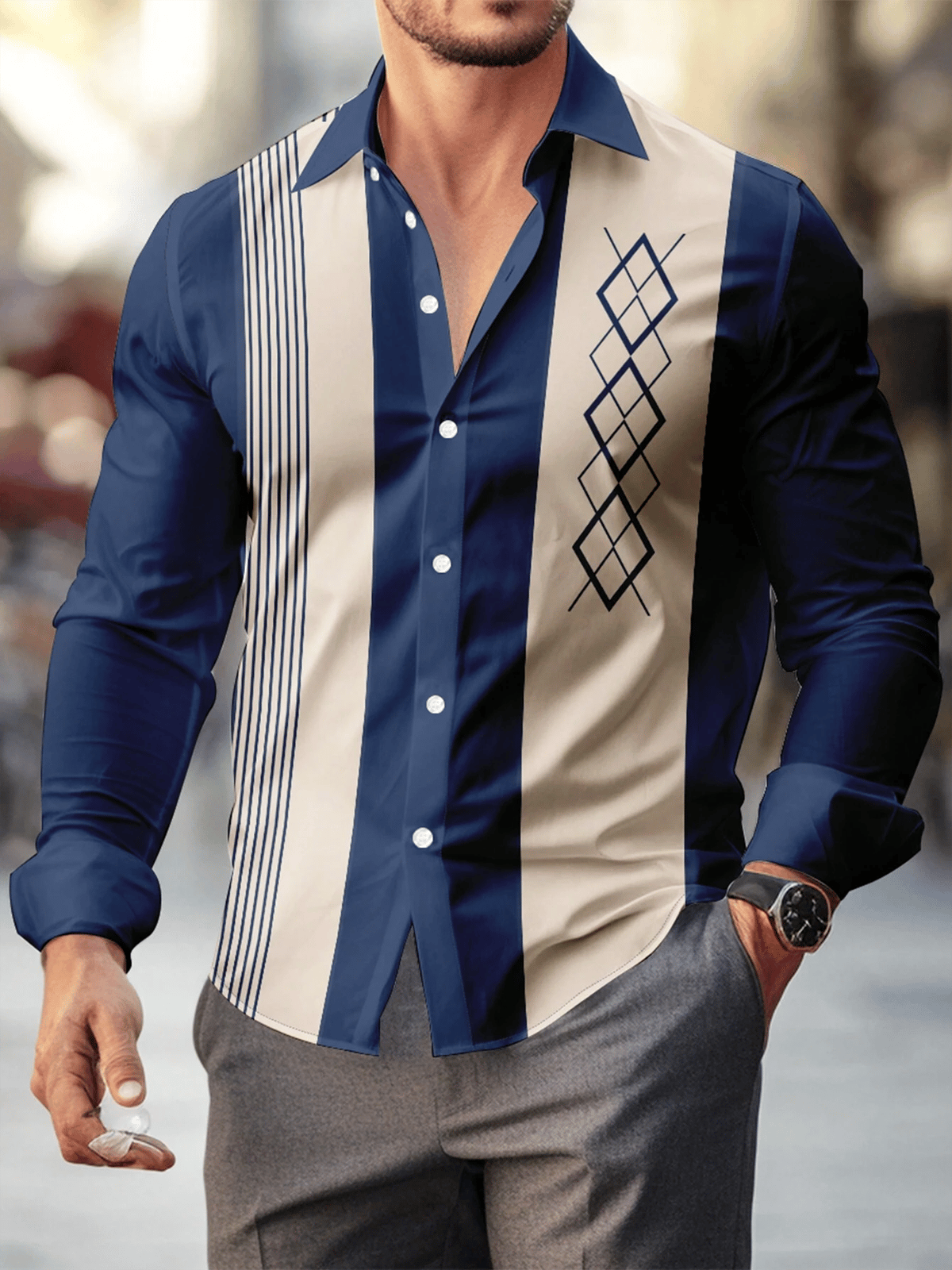 Camisa ejecutivo casual de manga larga para hombre