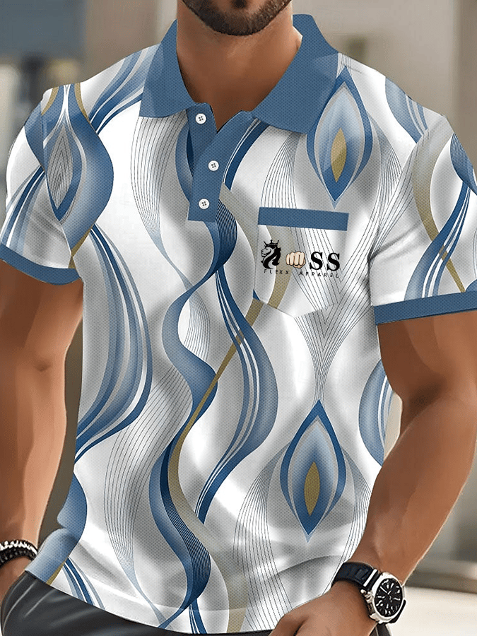 Camisa polo elegantee Letter estampado casual (With bolsillos) para hombre