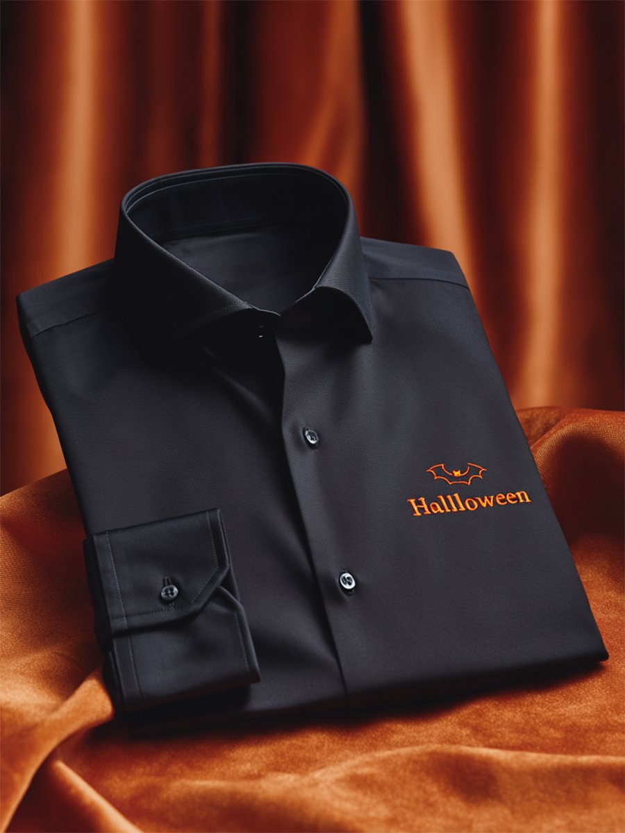 Camisa retro casual Halloween Art de manga larga para hombre