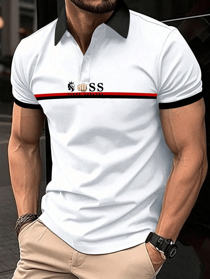 Camisa polo ejecutivo Logo con botones de manga corta para hombre