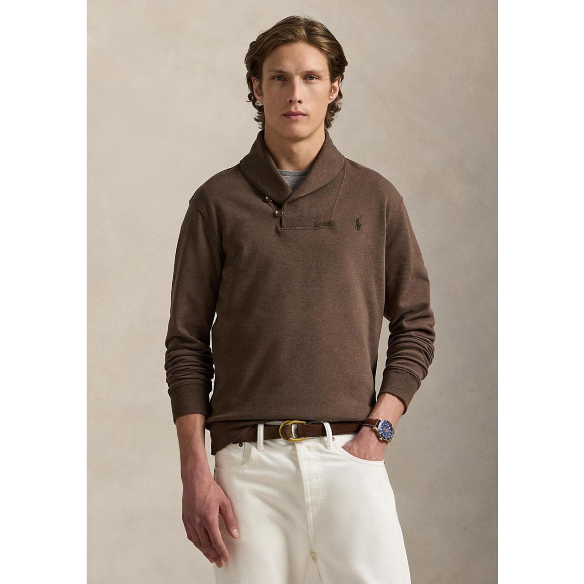 Luxury Jersey Shawl-Collar Pullover - 6