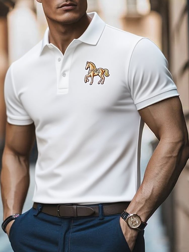 Camisa polo ejecutivo casual Button de manga corta para hombre