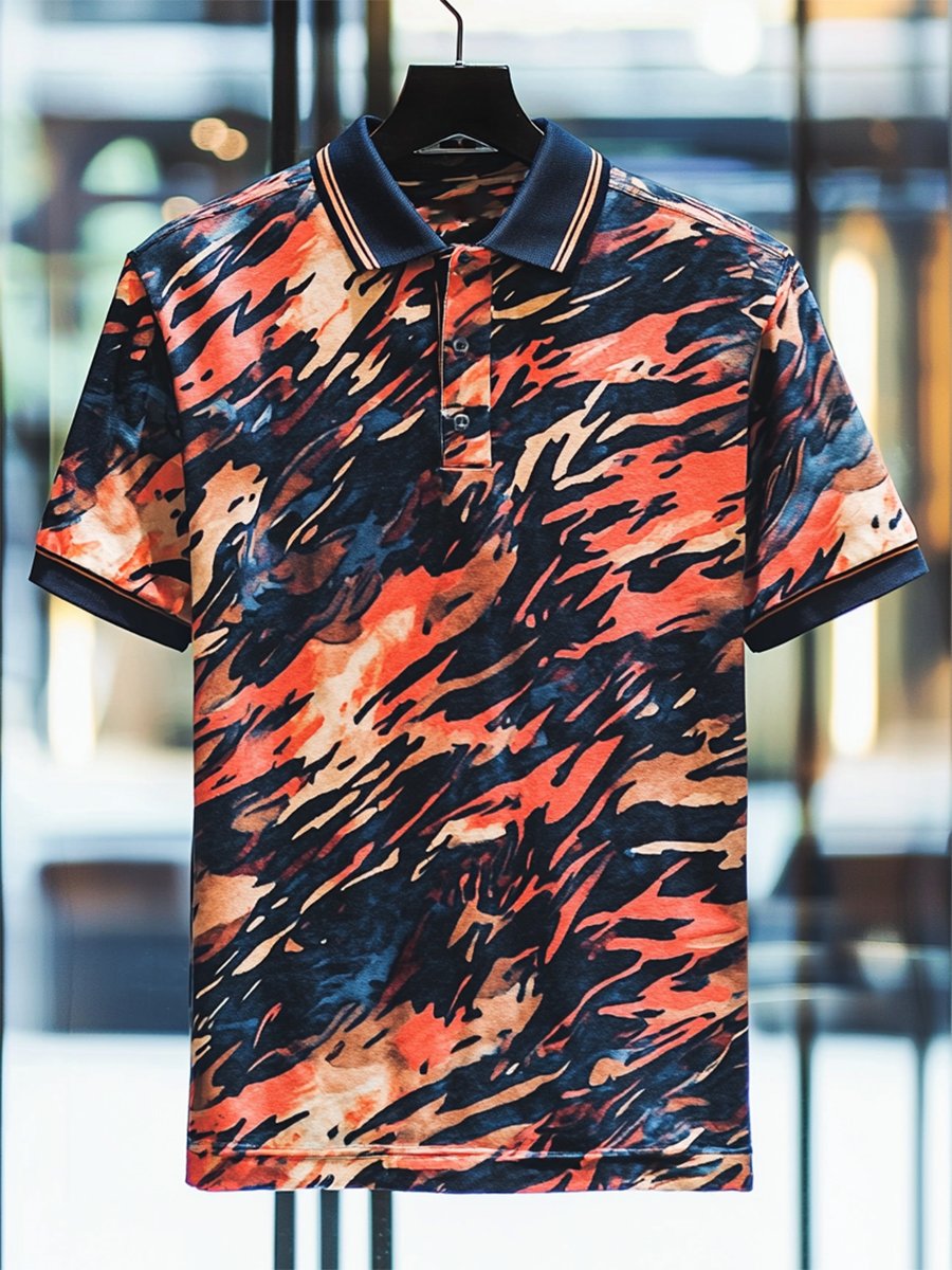 Camisa polo ejecutivo casual Button de manga corta para hombre