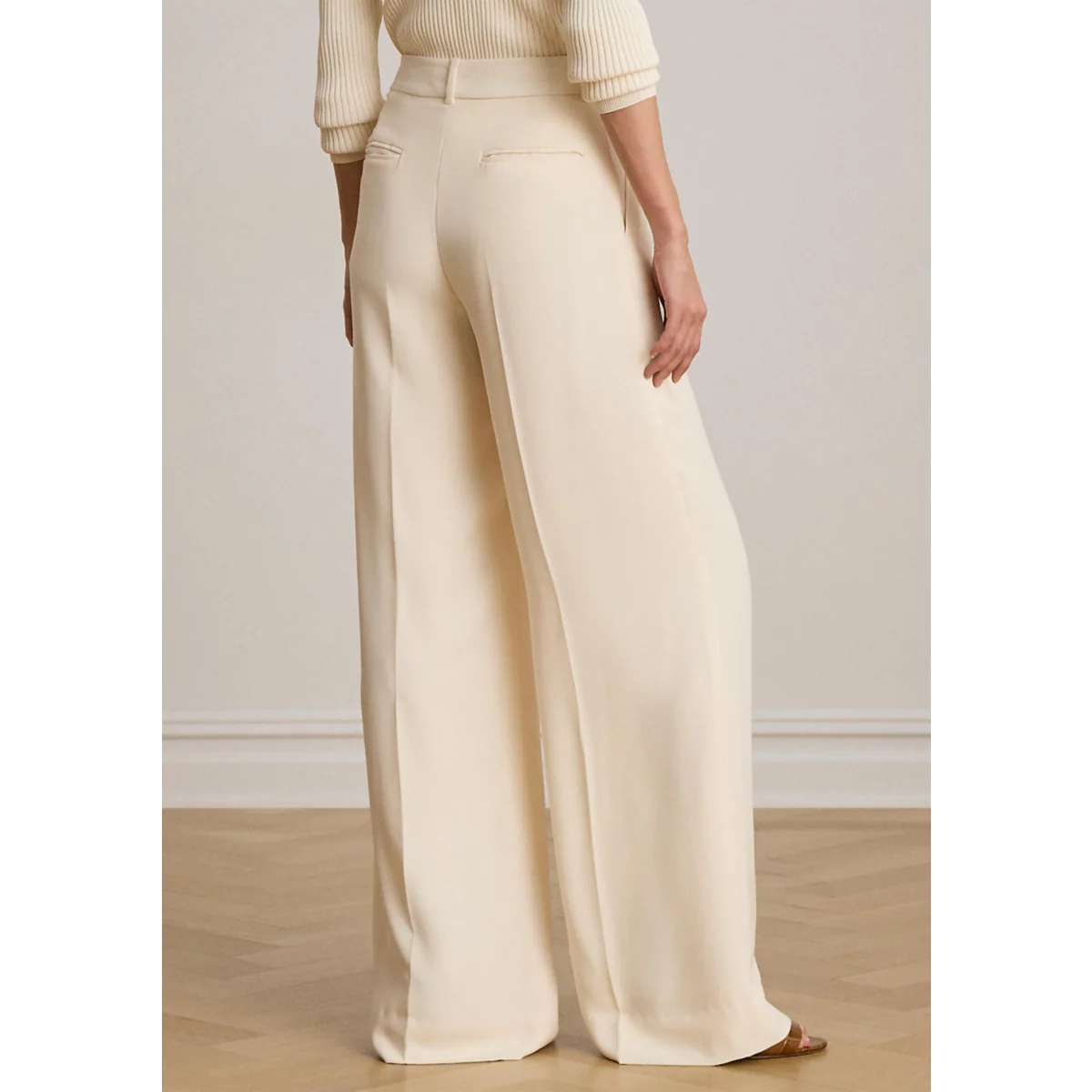 Petite Double-Faced Georgette Wide-Leg Pants - 2