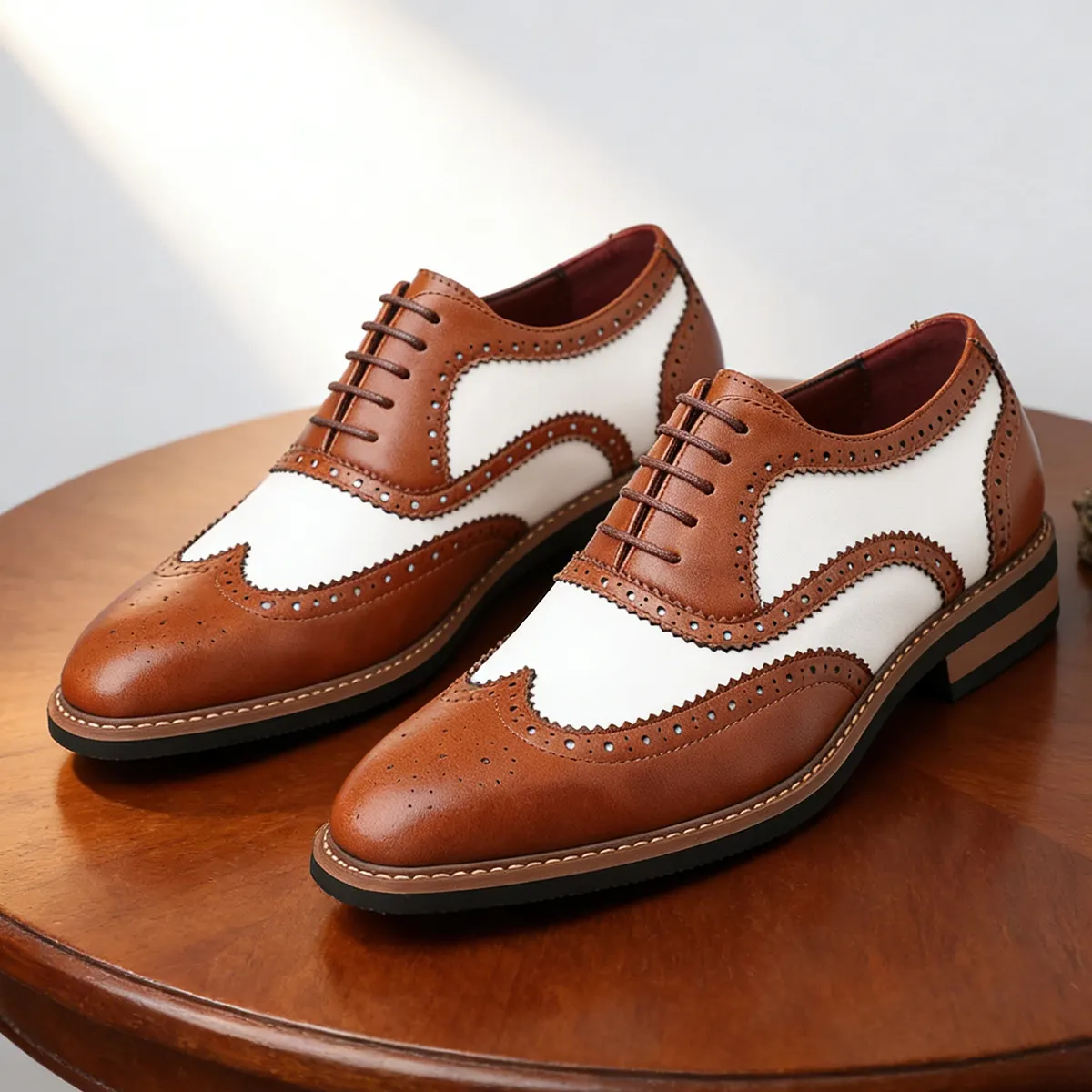 para hombre vintage Two Tone Brogue Wingtip Lace Up Dress zapatos