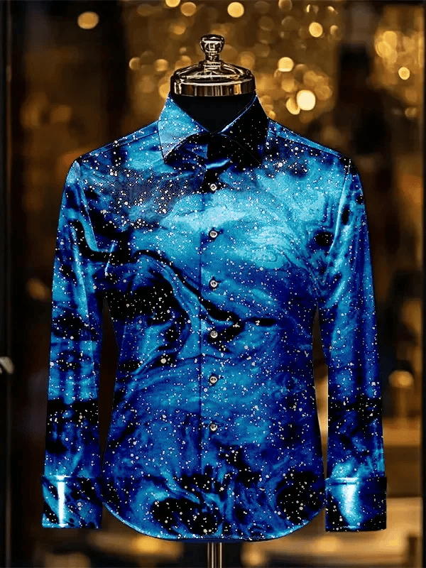 Camisa rayas estampado ejecutivo de manga larga para hombre