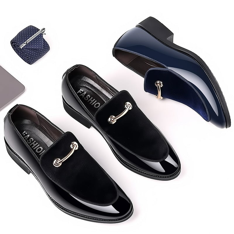 Mocasines ejecutivo formal casual gamuza Patchpara trabajo Faux cuero Patant zapatos para hombre