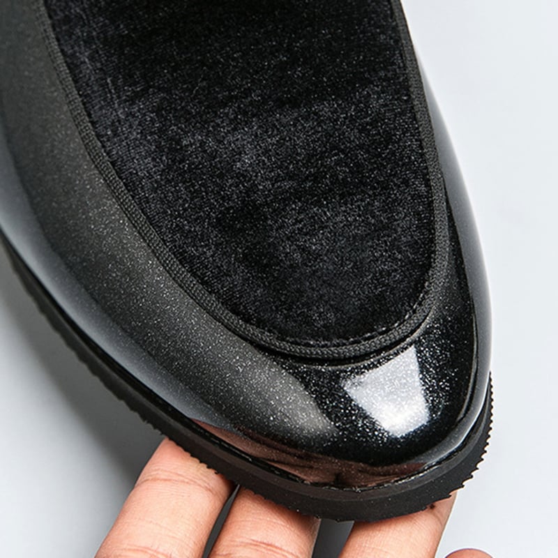 Zapatos de moda British Style de color sólido Patent cuero gamuza ejecutivo casual cuero