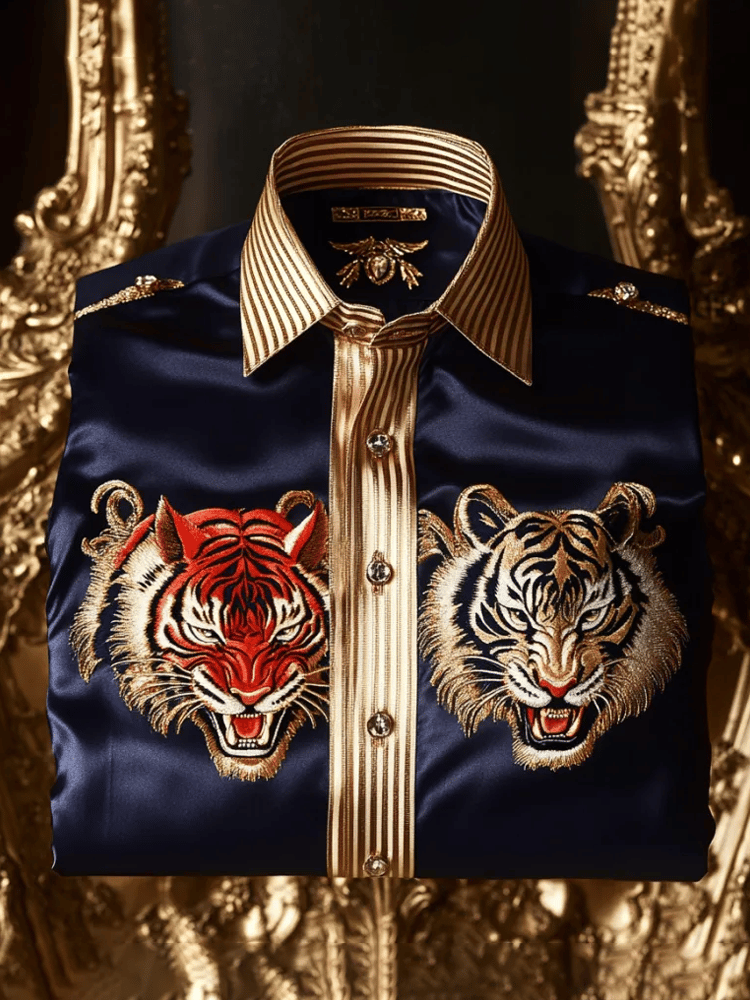 Camisa satén de lujo ejecutivo de manga larga para hombre