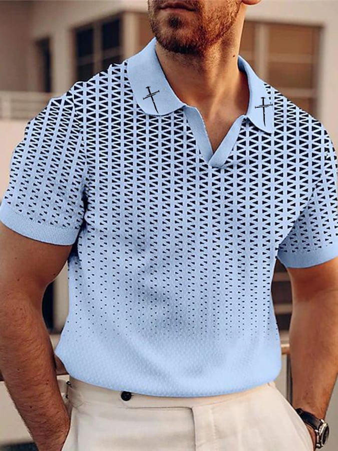 Camisa polo Faith Cross estampado texturizado Fabric Comfortable casual para hombre