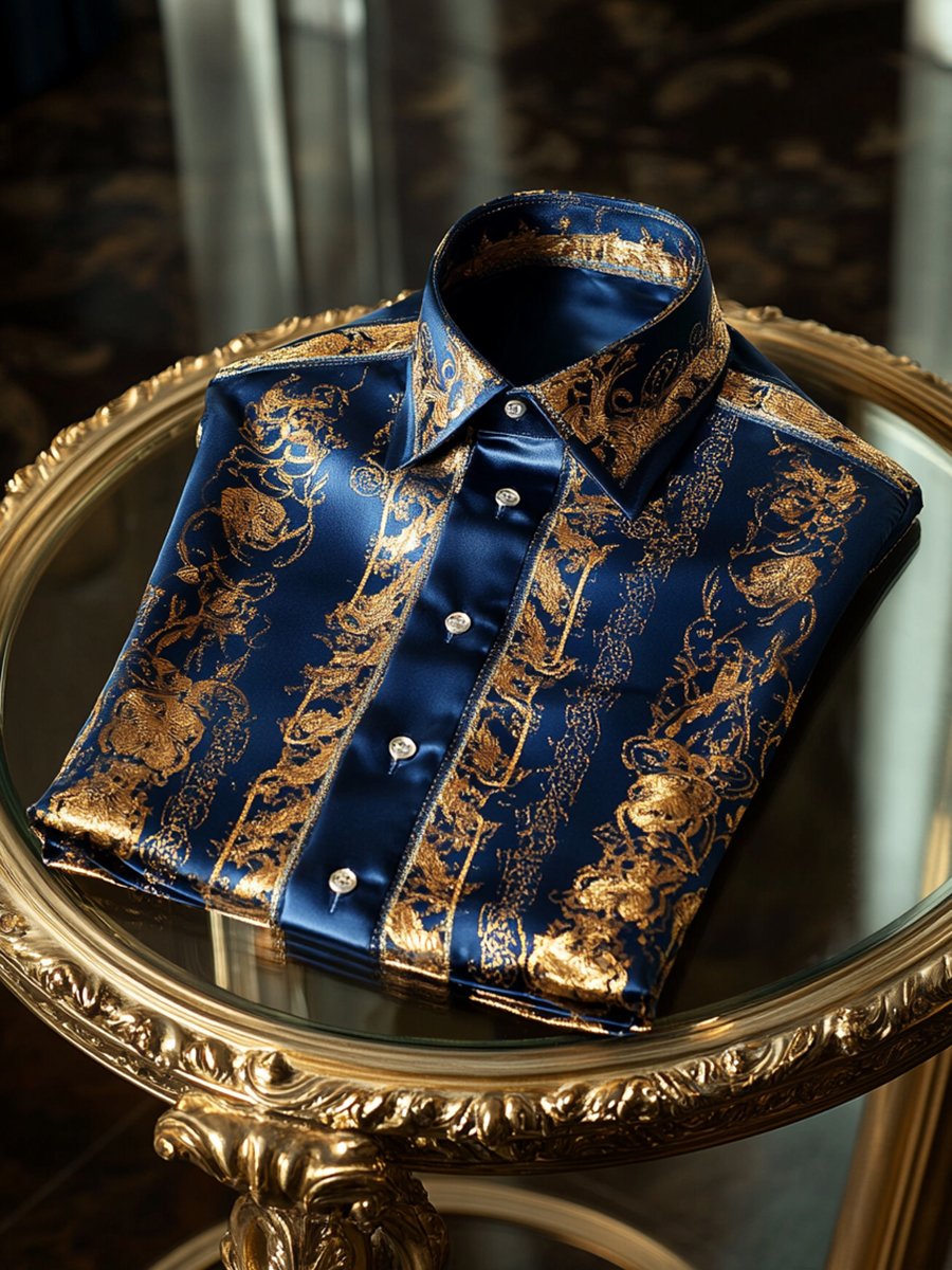 Camisa satén de lujo ejecutivo de manga larga para hombre