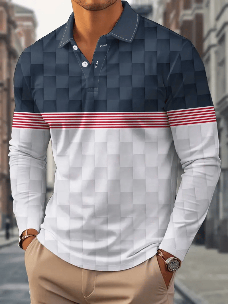 Camisa polo ejecutivo Light de lujo a rayas estampado solapa para hombre