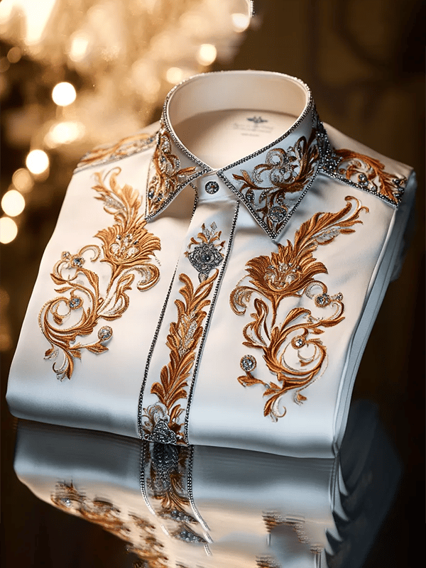 Camisa satén Luxe de manga corta con botones para hombre