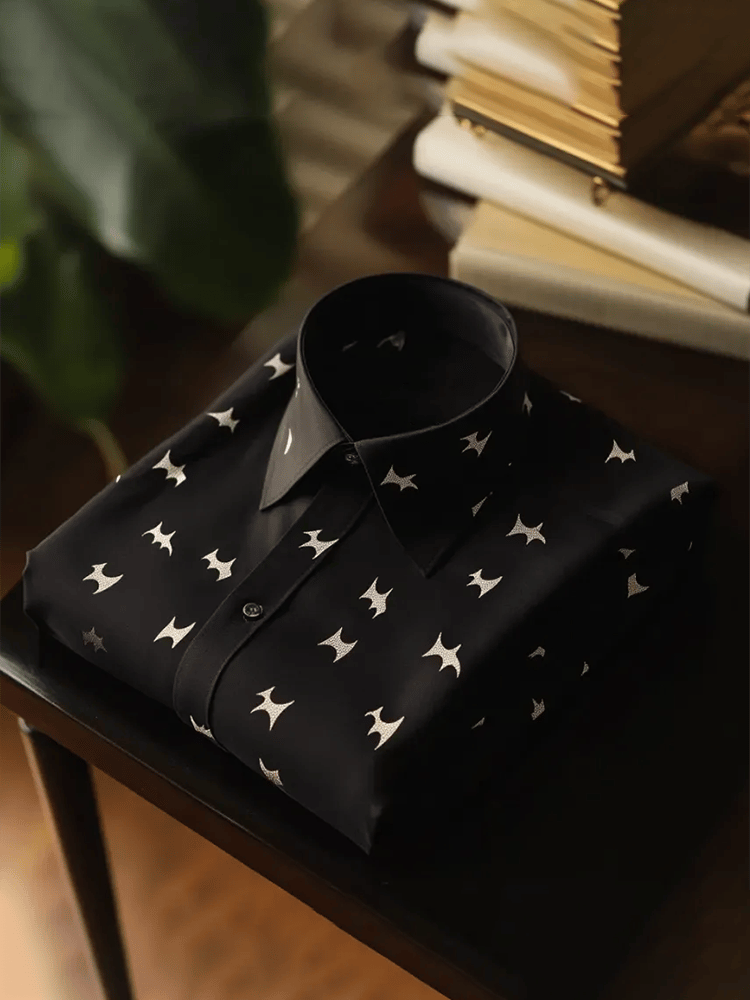 Camisa satén Luxe de manga larga con botones para hombre