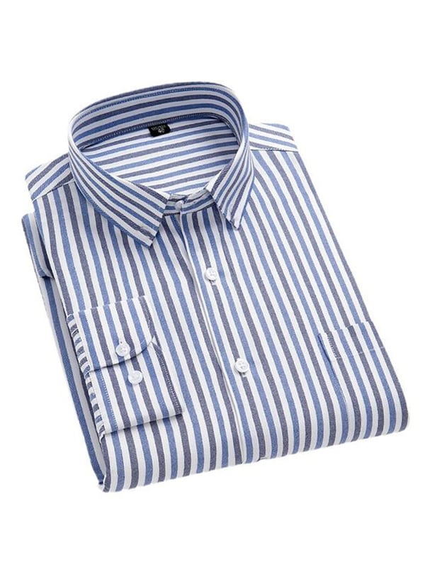 Camisa rayas estampado ejecutivo de manga larga para hombre