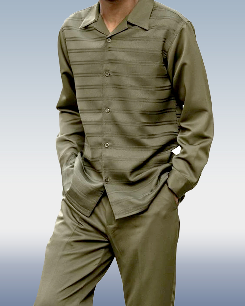 De manga larga Trousers Green Bar Two-Piece Walking Set