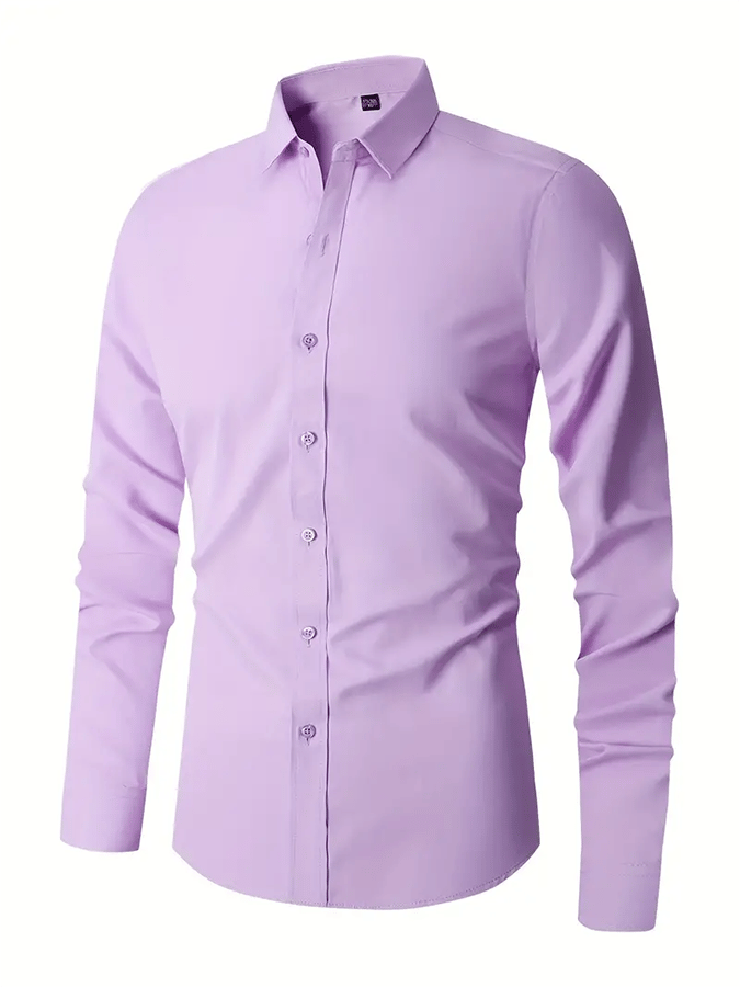 Camisa de color sólido Design ejecutivo casual para hombre