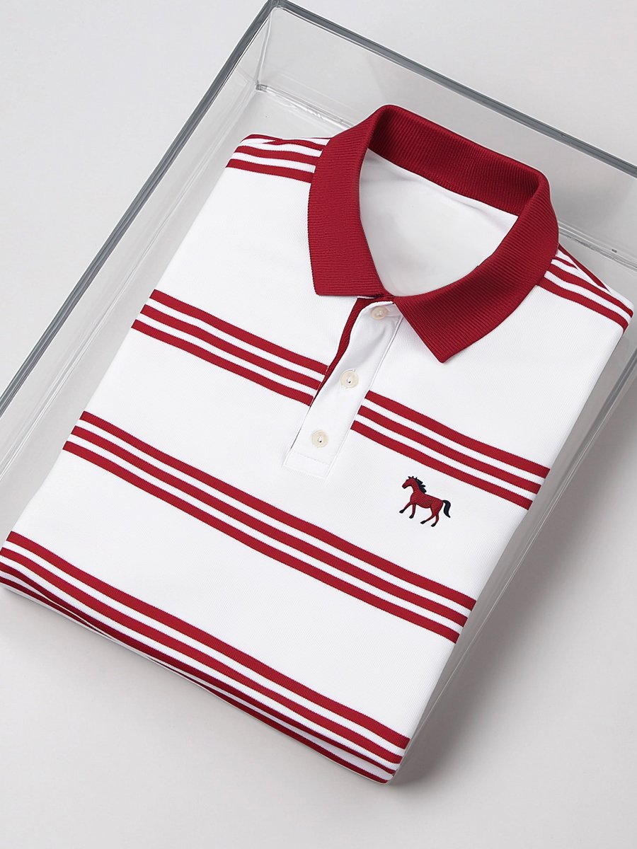 Camisa polo ejecutivo casual geométrico Button de manga corta para hombre