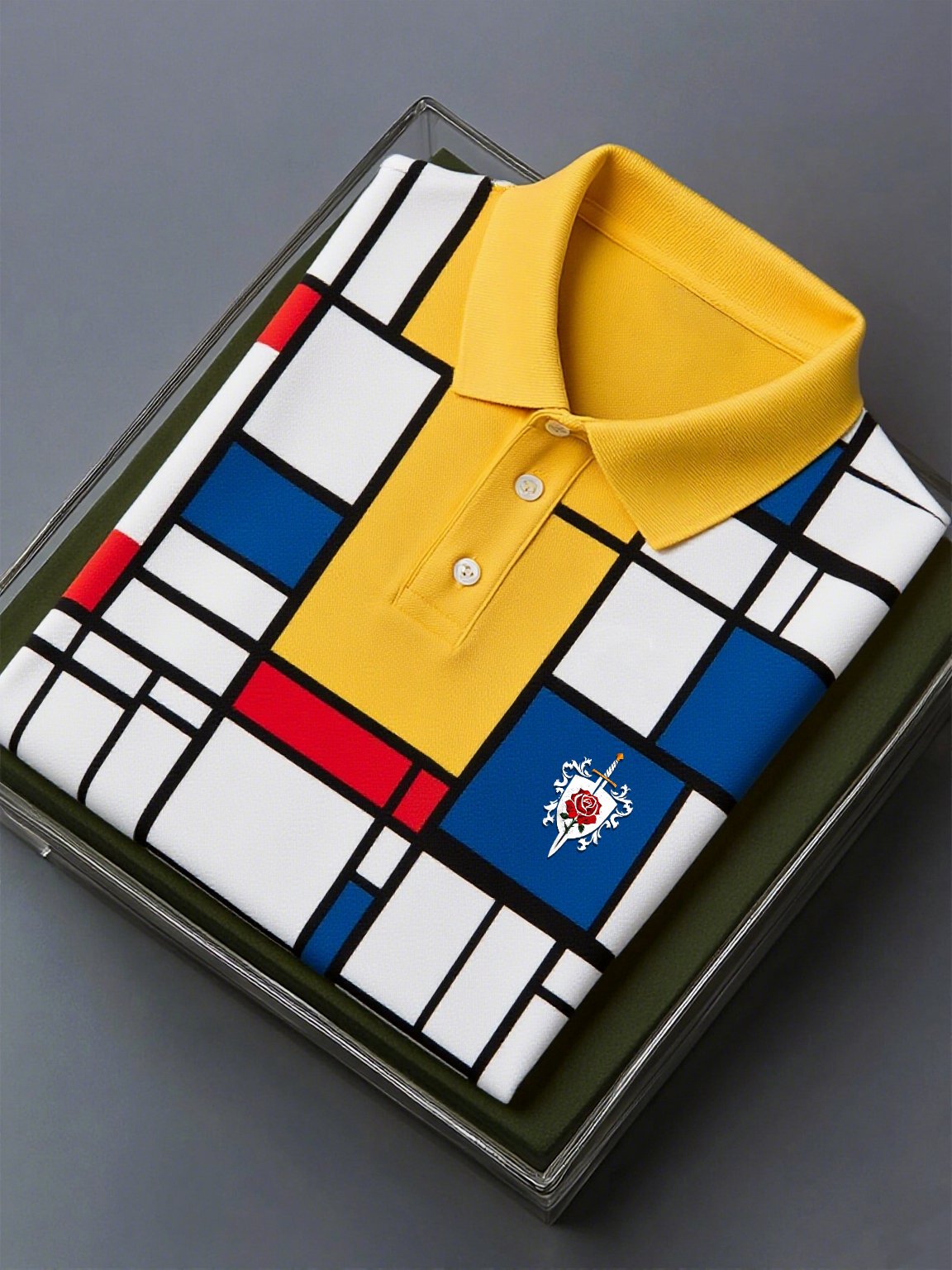 Camisa polo ejecutivo casual Artistic Button de manga corta para hombre
