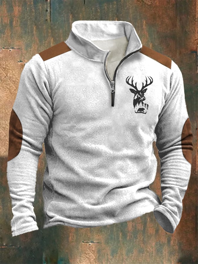 Sudadera Western Style estampado Stand cuello cierre para hombre