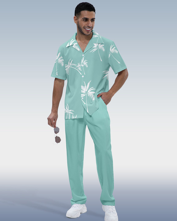 Camisa Rianmond Hawaiian estampado de manga corta Walking Set 3 Colors 414 para hombre