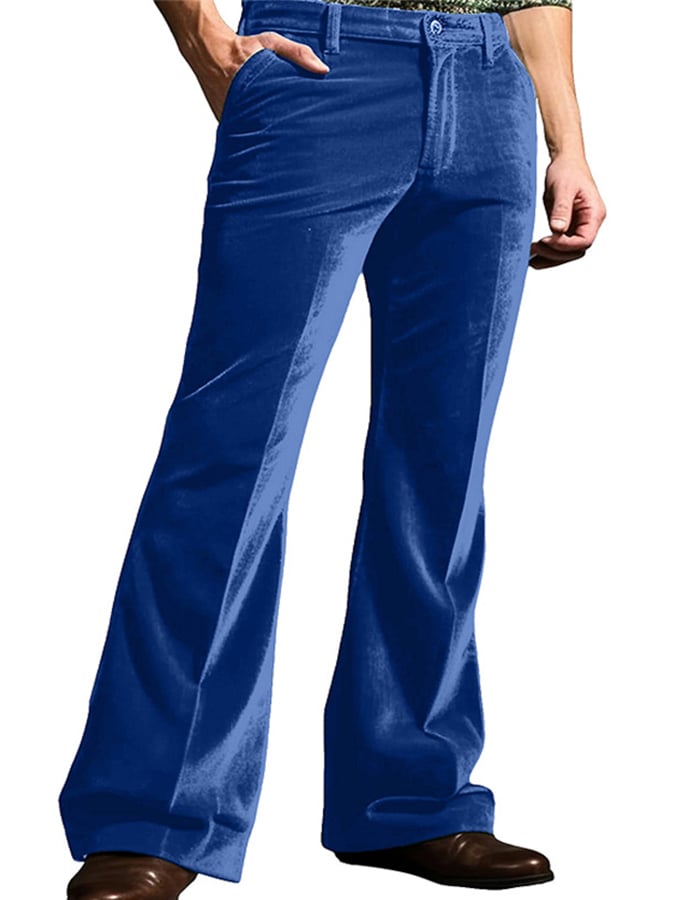 Casual de color sólido terciopelo Flared Trousers para hombre