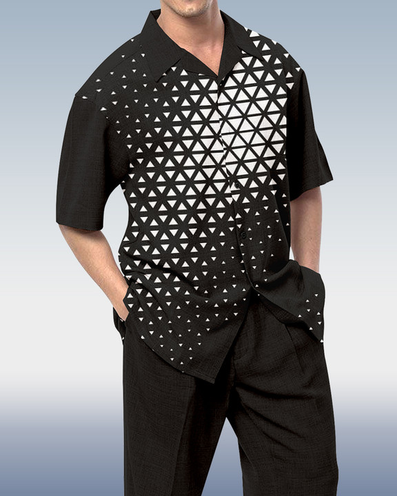 Rianmond Geometric estampado de manga corta Walking Suit 527 para hombre