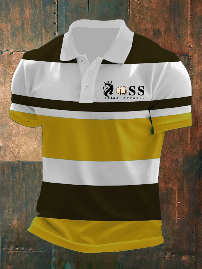 Casual retro ejecutivo Contrast Color Polo para hombre
