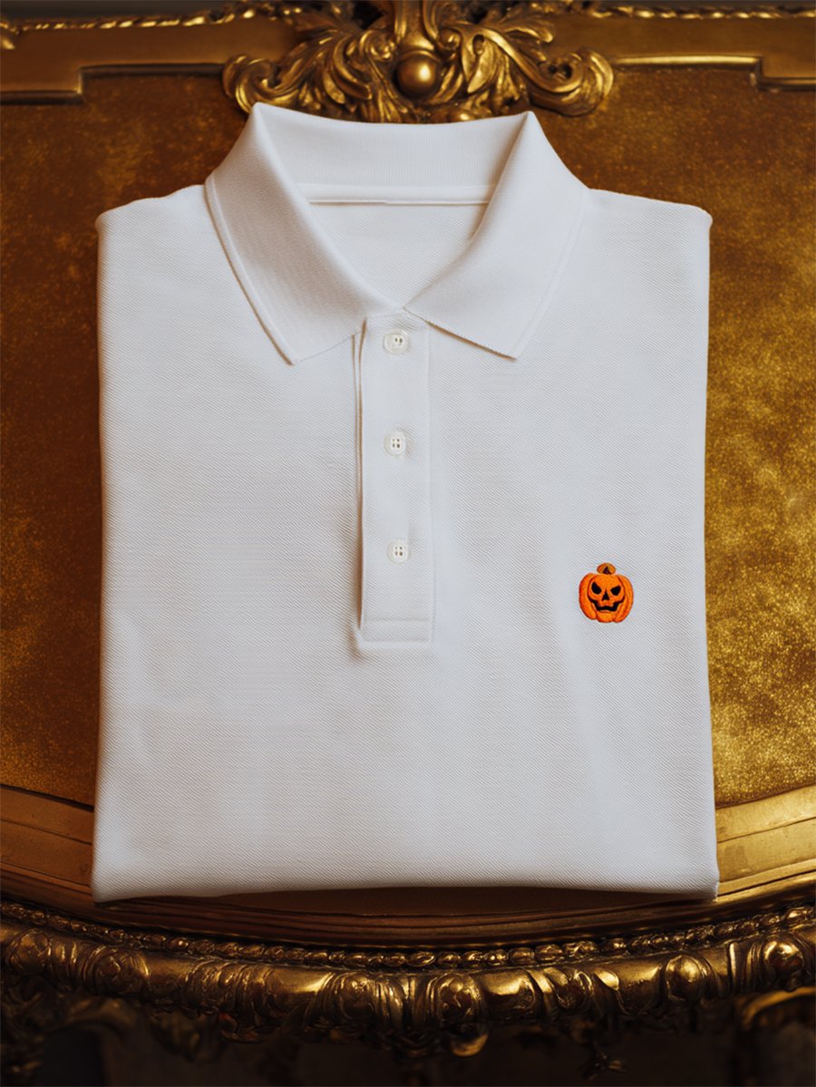 Camisa polo casual ejecutivo Halloween Pumpkin Art Button de manga corta para hombre