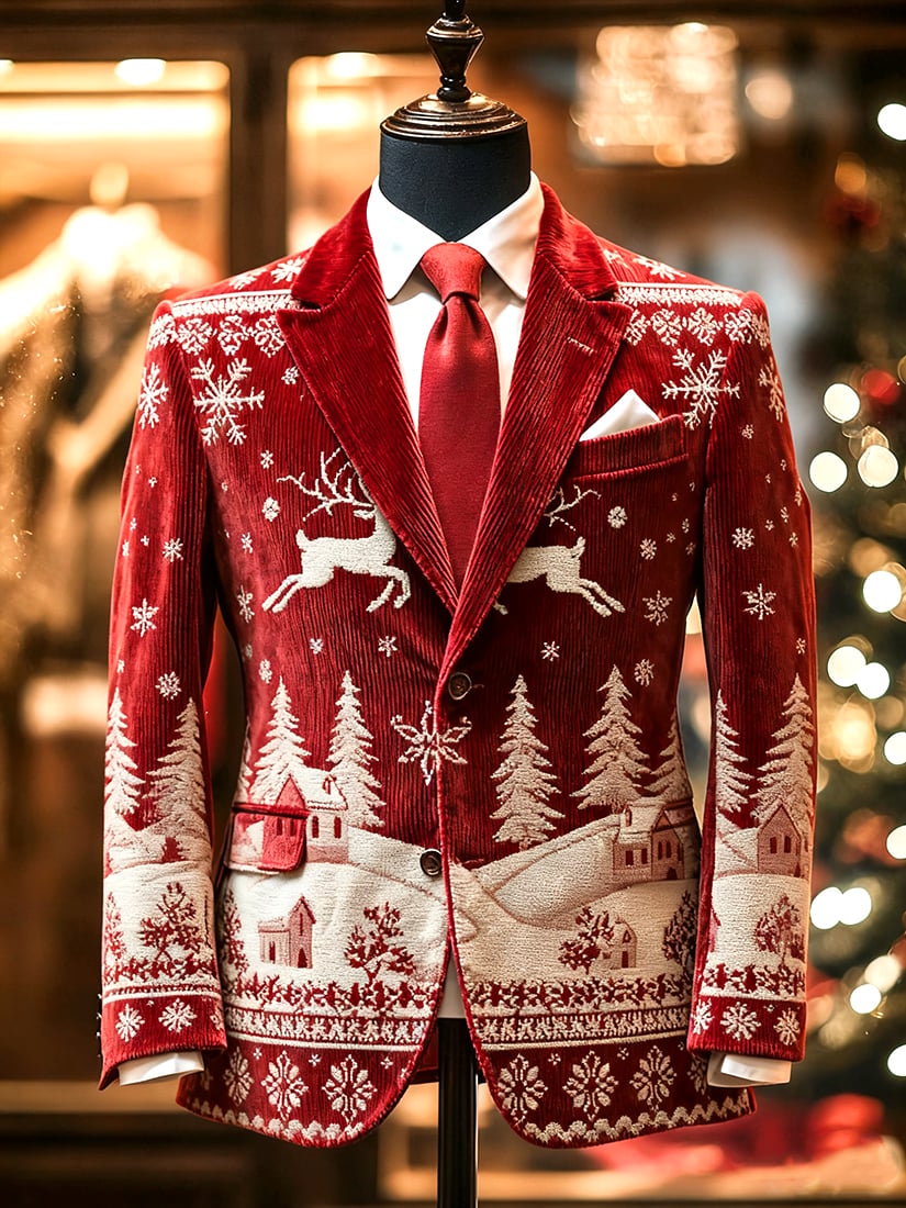 Saco vintage casual Christmas Party pana para hombre