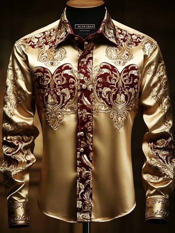 Camisa satén Luxe de manga larga con botones para hombre