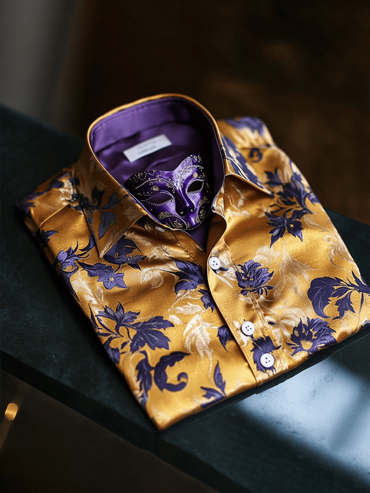 Camisa Carnival Luxe seda de manga larga para hombre