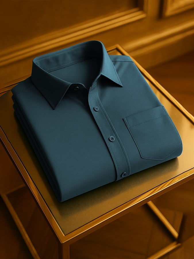 Camisa de moda High-End Light de lujo solapa de manga corta para hombre