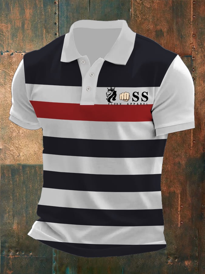 Casual retro ejecutivo Contrast Color Polo para hombre