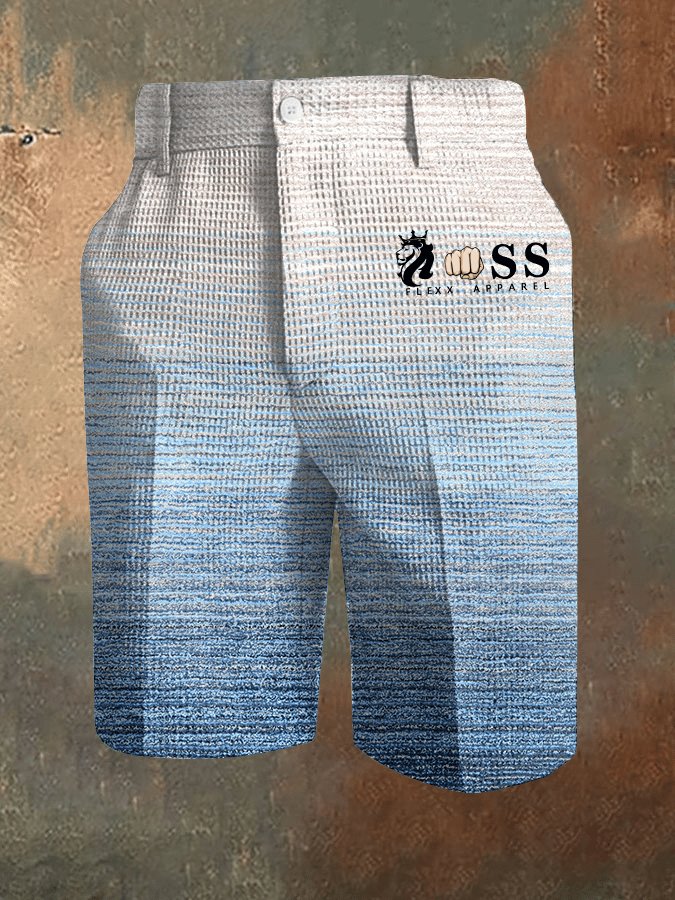 para hombre retro Letter Print Waffle Fabric casual pantalón