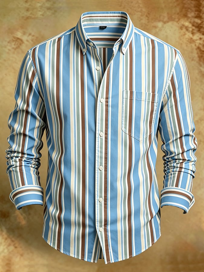 Camisa retro Abstract Art estampado Comfortable ejecutivo Style para hombre