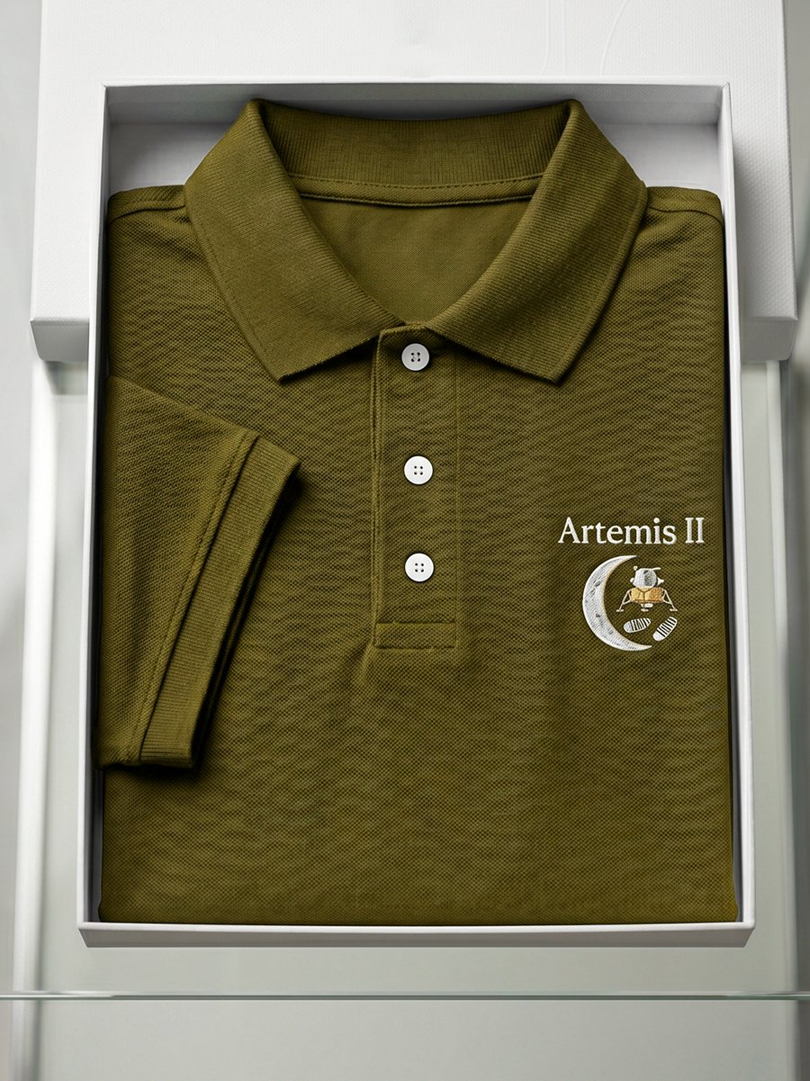 Camisa polo Artemis II Commemorative Edition casual de manga corta para hombre