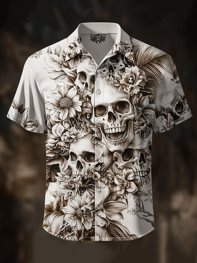 Camisa Dark Exquisite Skull floral para hombre