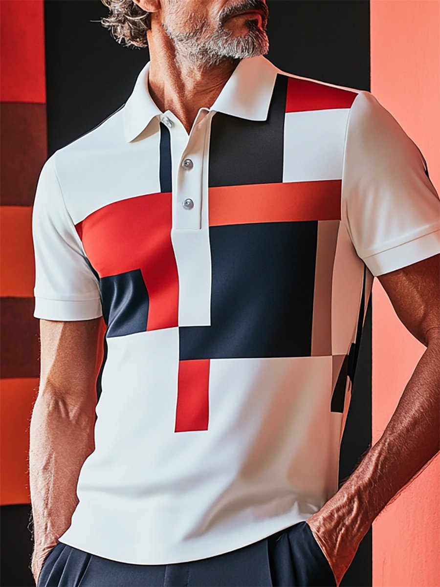 Camisa polo ejecutivo Bauhaus con botones de manga corta para hombre