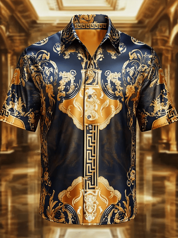 Camisa ejecutivo estampado de manga corta para hombre