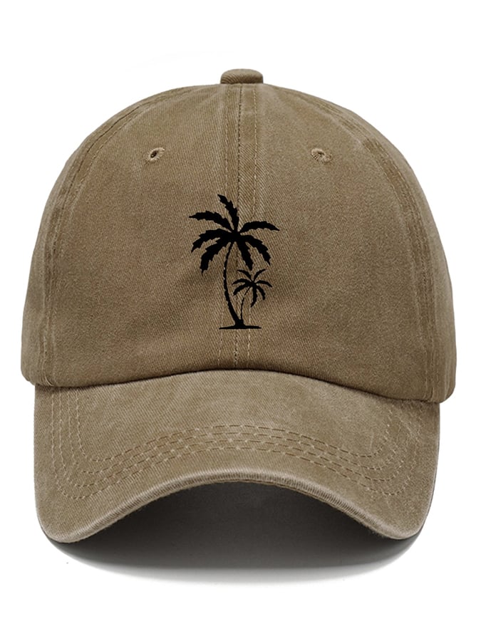 Unisex desgastado Washed de algodón Hawaiian Coconut Tree estampado Vacation casual Hat