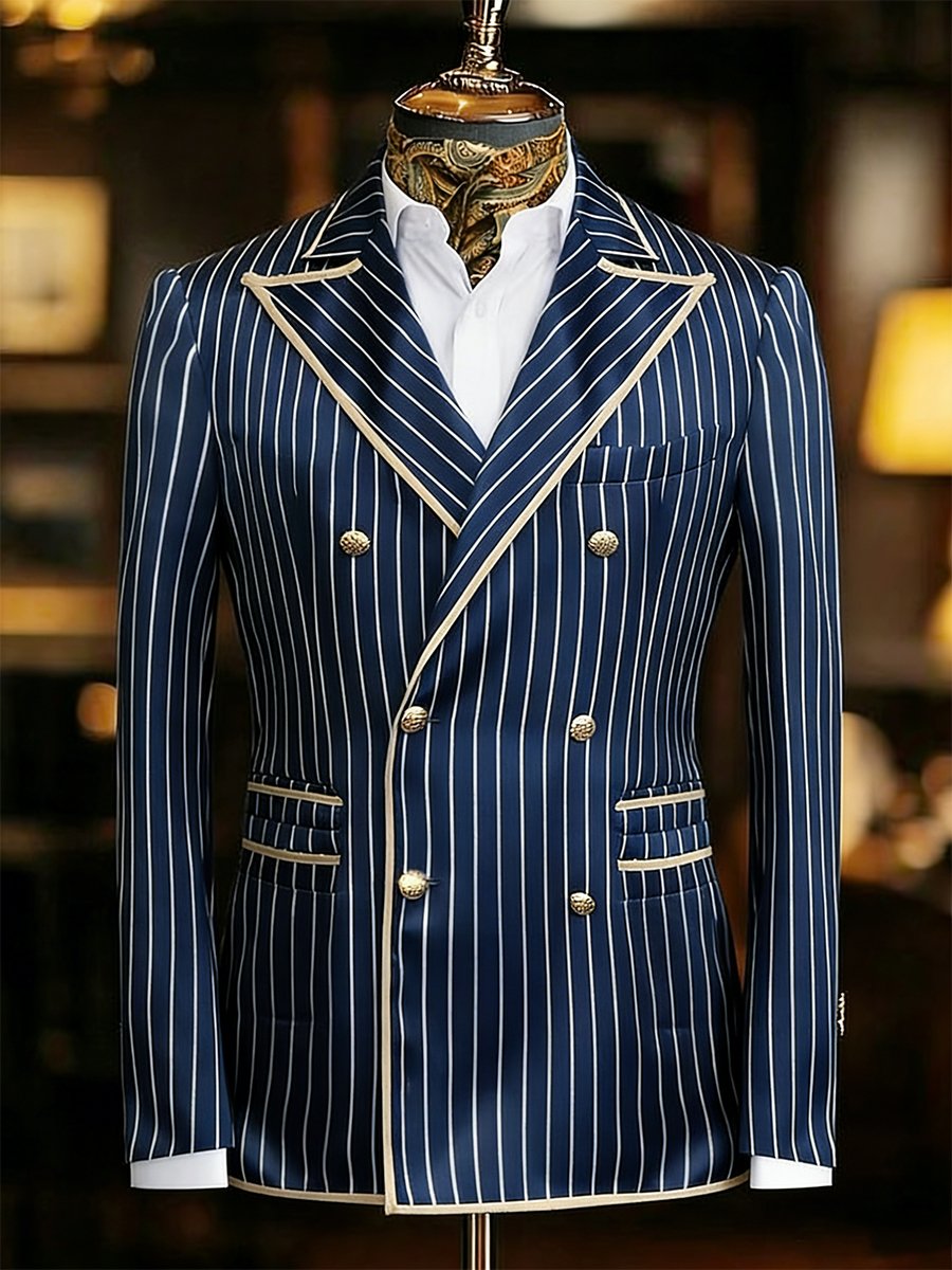 Chaqueta vintage a rayas Blue Suit para hombre