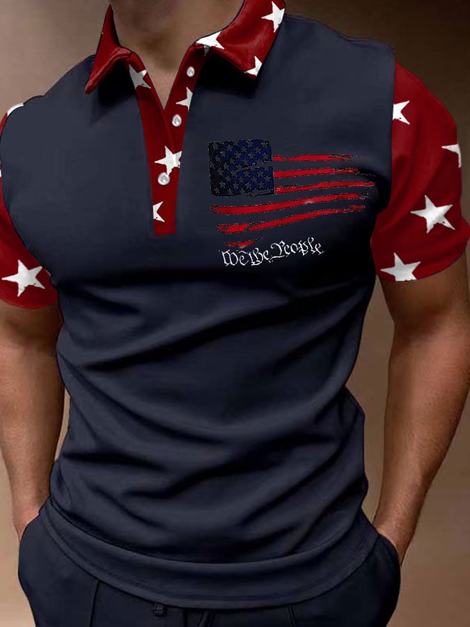 Camisa polo Flag estampado para hombre