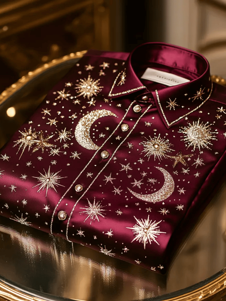 Camisa de lujo Romantic Christmas estampado de manga larga para hombre